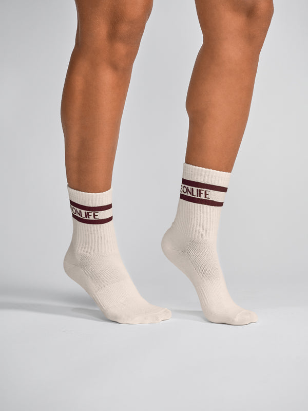 Media Tobillera Algodón beige con café - 5622